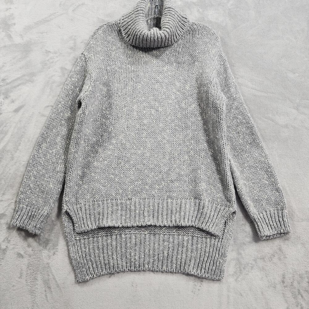 Angela Mara Sweater Womens M Gray Wool Alpaca Blend Turtleneck Chunky Knit Italy